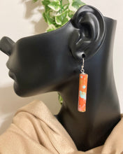 Load image into Gallery viewer, Orange- Abstract Painted Paper Bead Earrings
