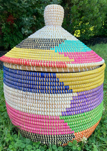 Large Lidded Wishing Basket - Multicolor B