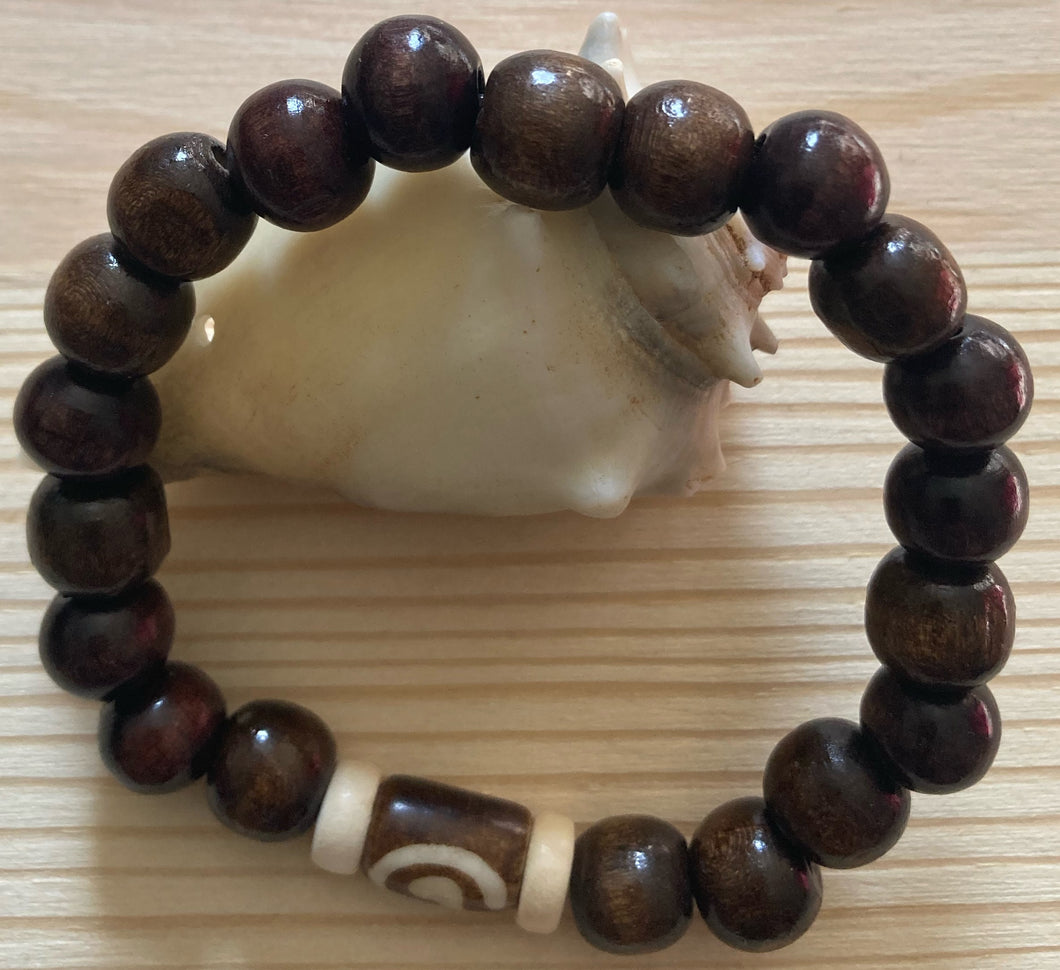 Dark Brown Bone & Wood Bracelet