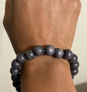 Wooden Stretch Bracelet- Gray (10 mm)