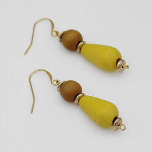 Yellow Geometric Dangle Statement Earrings