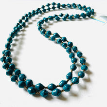 Load image into Gallery viewer, Teal Kenyan Paper Bead Necklace
