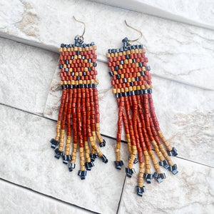 Rust- Tribal Fringe Earrings