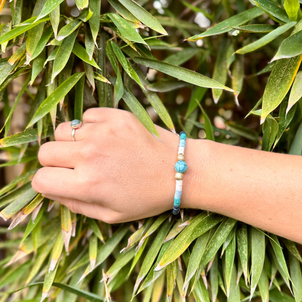 Turquoise Ceramic Beaded Bracelet