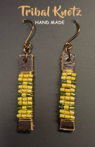 Leather Stick Earrings- Yellow