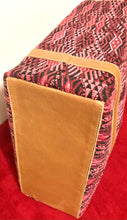 Load image into Gallery viewer, Pink &amp; Black Huipil Tote - Brown Leather
