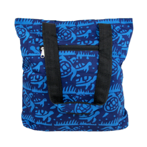 Blue Batik Turtle Tote Bag