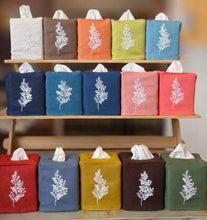 Load image into Gallery viewer, Mustard Color Linen Tissue Box Covers- Hand Embroidered
