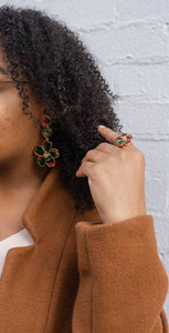 Multicolored-Afrocentric Textile Ring (Adjustable)