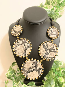 Snake Skin Faux Leather Necklace Set