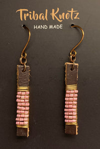 Leather Stick Earrings- Pink