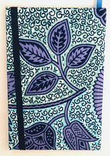Load image into Gallery viewer, Ankara Cloth Covered Journals - Purple Leaf
