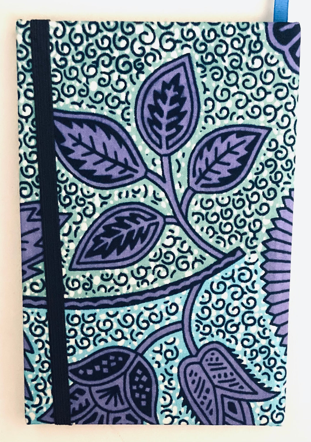 Ankara Cloth Covered Journals - Purple Leaf
