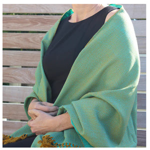 Mustard & Turquoise Handwoven Shawl