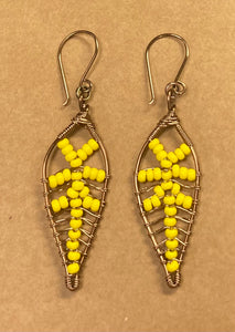 Yellow Brass Leaf Earrings