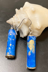 Royal Blue- Abstract Painted Paper Bead Earrings