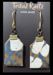 Batik Earrings- Blue & Gold