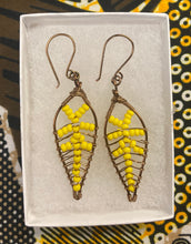 Load image into Gallery viewer, Yellow Brass Leaf Earrings
