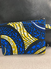 Load image into Gallery viewer, Blue, yellow, black fabric wallet
