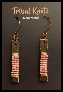 Leather Stick Earrings- Pink