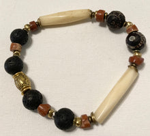 Load image into Gallery viewer, Bone, Bauxite, &amp; Lava Stretch Bracelet
