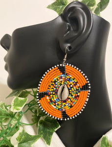 Maasai Beaded Earrings- (DEEP ORANGE w/ BLACK & MULTICOLOR)