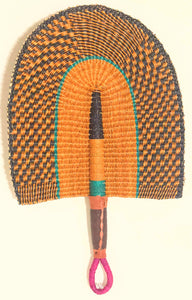 Multi-colored Woven Hand Fans (Orange)