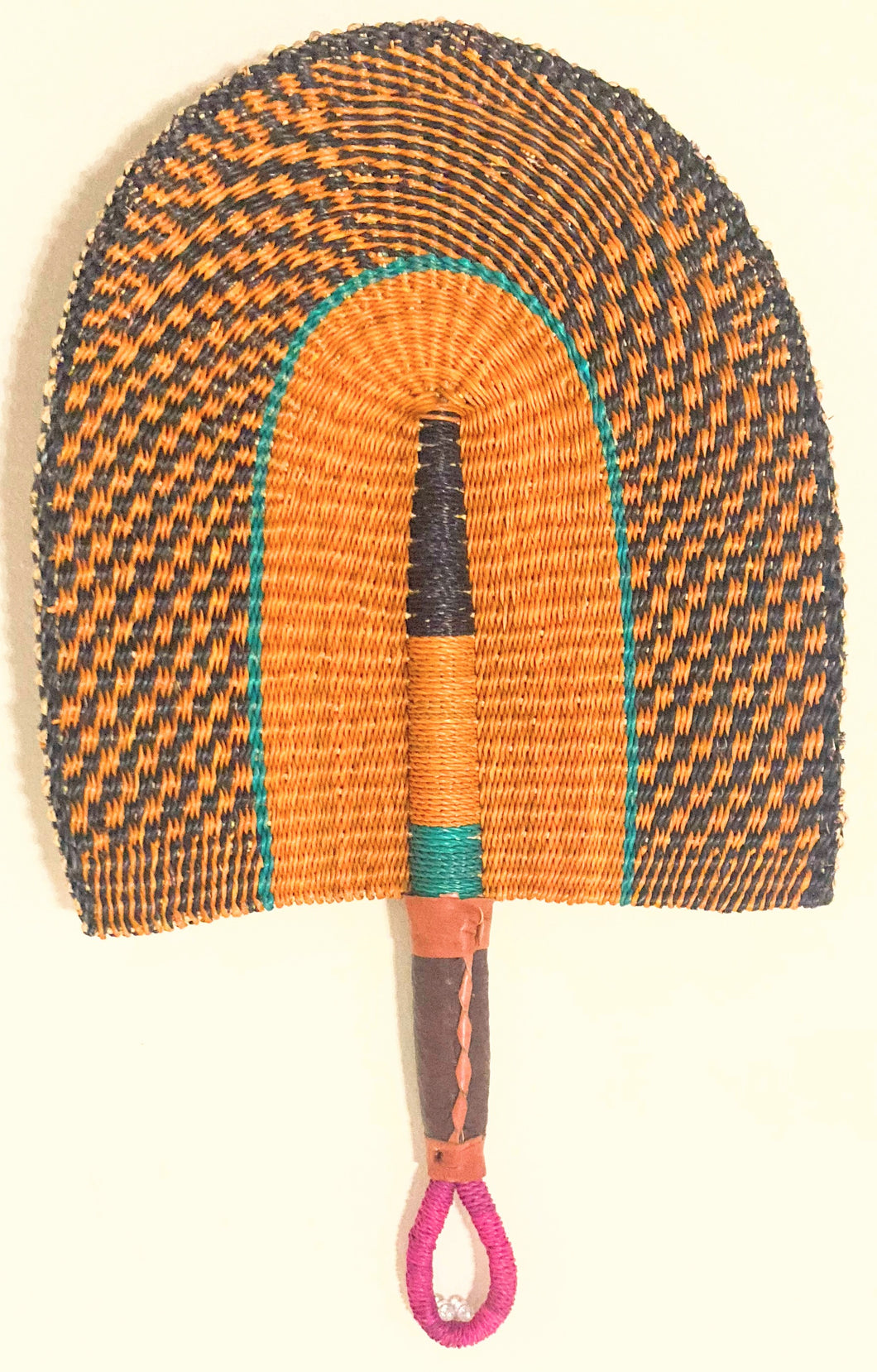 Multi-colored Woven Hand Fans (Orange)