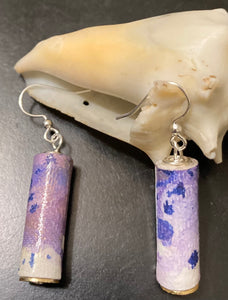 Abstract Painted Paper Bead Earrings- Lilac