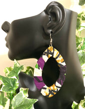 Load image into Gallery viewer, Purple and Yellow Ankara Earrings
