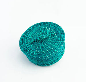 Teal Lidded Banana Leaf Basket