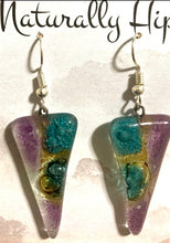 Load image into Gallery viewer, Glass Earrings-Purple, Blue-  J
