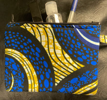 Load image into Gallery viewer, Blue, yellow, black fabric wallet
