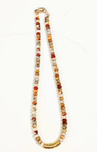 Load image into Gallery viewer, Short Red Agate Necklace with Brass Accent

