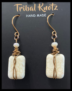 Rectangle Howlite Earrings