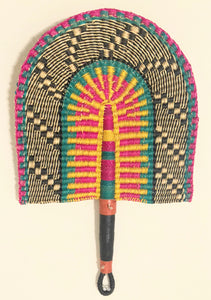 Multi-colored Woven Hand Fans (Fuchsia, Turquoise)