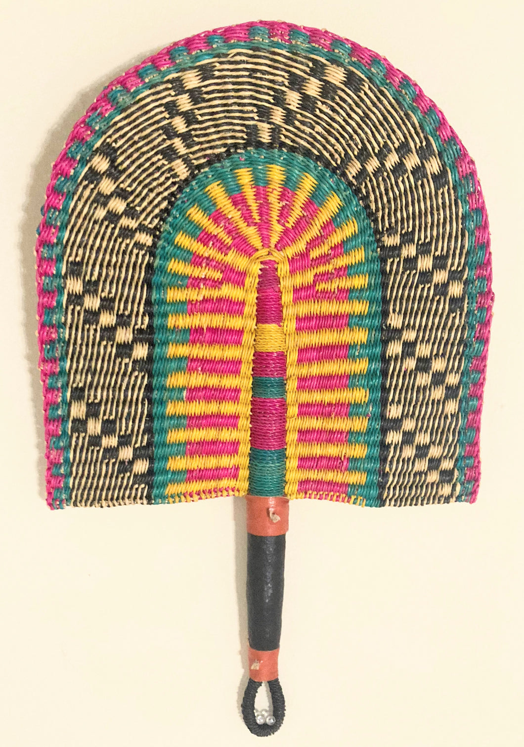 Multi-colored Woven Hand Fans (Fuchsia, Turquoise)