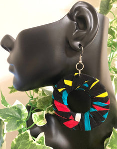 Teal Red Yellow Ankara Earrings