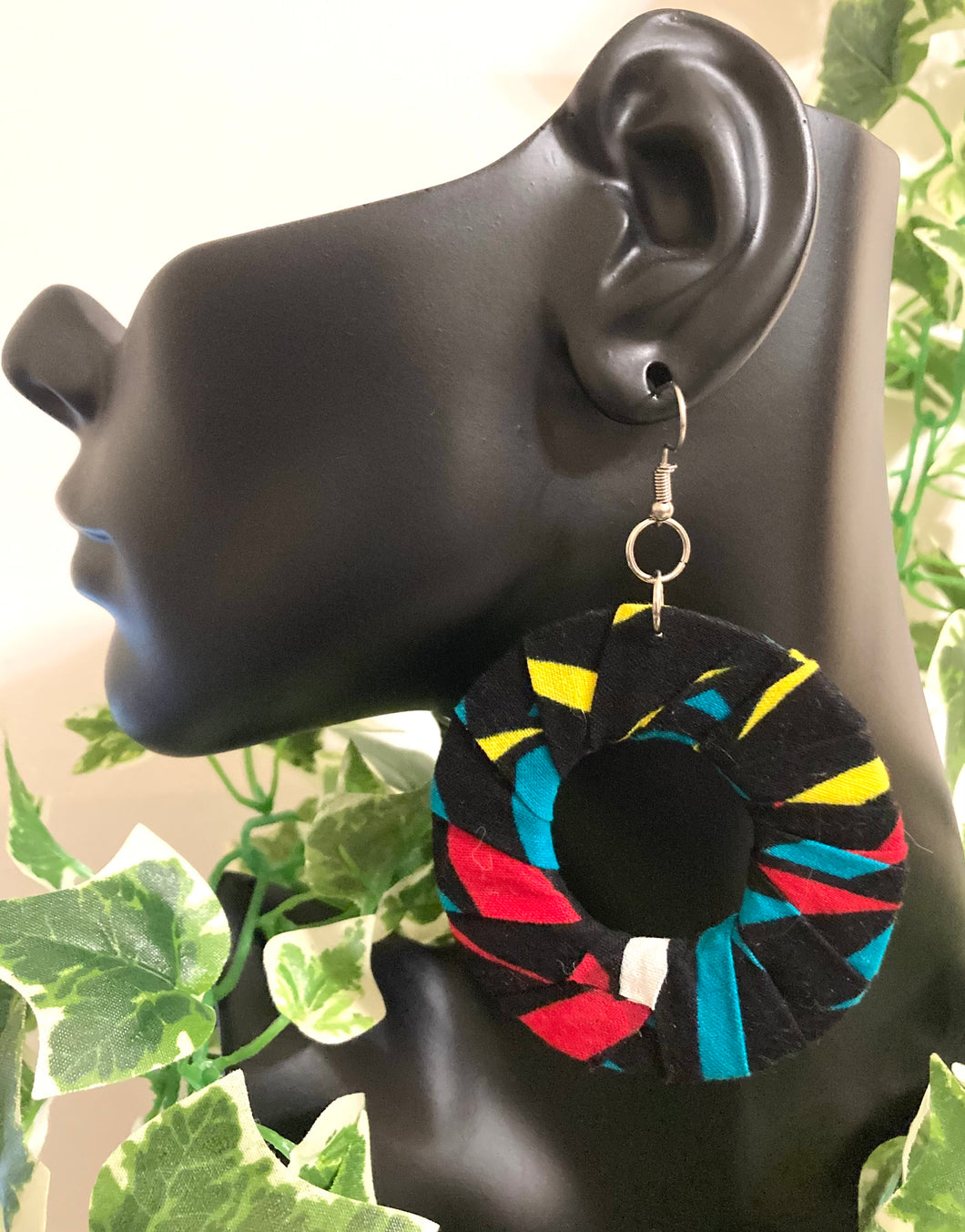 Teal Red Yellow Ankara Earrings