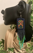 Load image into Gallery viewer, Vintage Mayan Textile Earrings Navy

