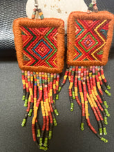 Load image into Gallery viewer, Vintage Mayan Textile Earrings (Orange)
