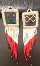 Load image into Gallery viewer, Vintage Mayan Textile Earrings (Red &amp; White)
