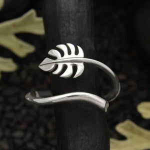 Monstera Leaf Ring:  Sterling Silver-Adjustable