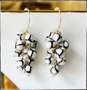 Black & White Agate Dangle Earrings