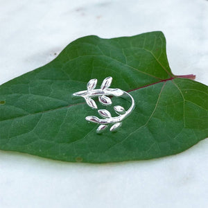 A New Leaf Adjustable Ring- Sterling Silver, Indonesia