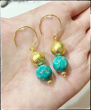 Load image into Gallery viewer, Dangle Gemstone Bead Earring Green Lace Turquoise
