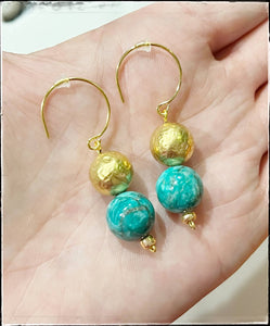 Dangle Gemstone Bead Earring Green Lace Turquoise