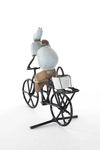 Zimbabwean Simple Life Stone & Metal Babywearing Bicycle Sculpture