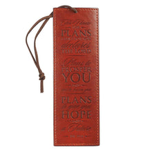 Load image into Gallery viewer, "I Know the Plans" Jer. 29:11 Brown Faux Leather Bookmark
