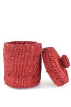 Load image into Gallery viewer, Red Sisal Lidded Container Basket
